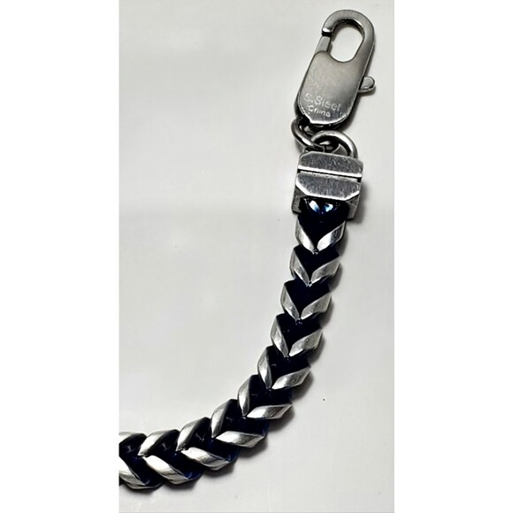 Stainless Steel Blue & Silver Link Bracelet 8" Unisex Lobster Clasp Gift - Picture 3 of 11